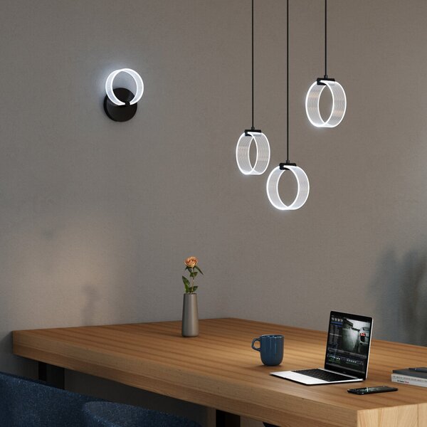 OSRAM LED φωτιστικό τοίχου Decor Circle, CCT, μαύρο, Μαύρο, Σαλόνι / τραπεζαρία, Πλαστικό, σύγχρονο