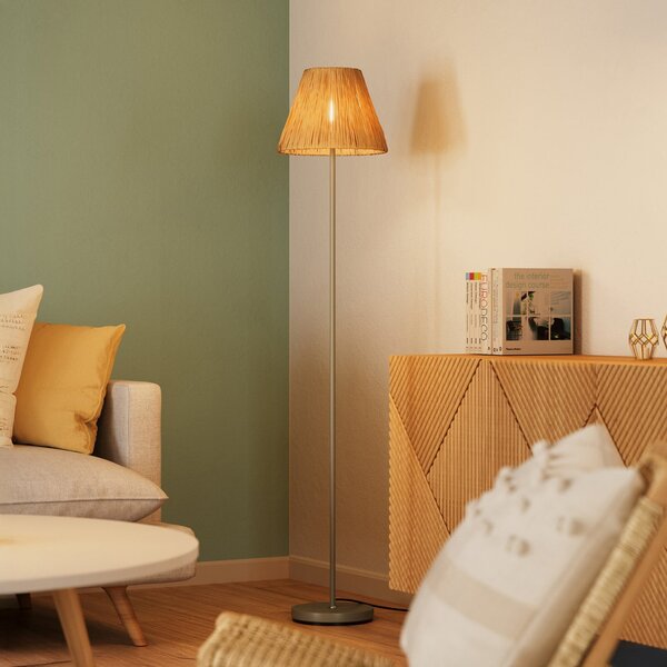 OSRAM Φωτιστικό δαπέδου Decor Raffia, 1-φωτιστικό, φυσικό χρώμα, E27, Καφέ / Σκουριάς, Σαλόνι / τραπεζαρία, Μέταλλο, Εξοχική κατοικία / Ρουστίκ