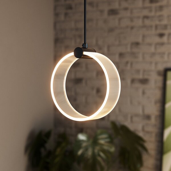 OSRAM LED κρεμαστό φωτιστικό Decor Circle, 1-φωτιστικό, CCT, μαύρο, Μαύρο, Σαλόνι / τραπεζαρία, Πλαστικό, σύγχρονο