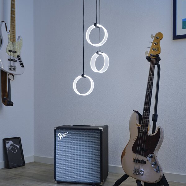 OSRAM LED κρεμαστή λάμπα Decor Circle, 3 φώτα, στρογγυλή, CCT, μαύρη, Μαύρο, Σαλόνι / τραπεζαρία, Πλαστικό, σύγχρονο