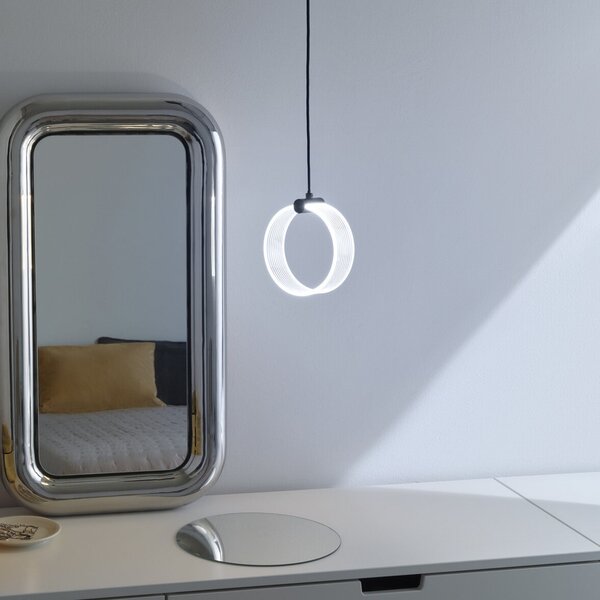 OSRAM LED κρεμαστό φωτιστικό Decor Circle, 1-φωτιστικό, CCT, μαύρο, Μαύρο, Σαλόνι / τραπεζαρία, Πλαστικό, σύγχρονο