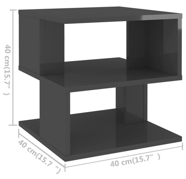 VidaXL Τραπέζι Βοηθητικό Γυαλιστερό Γκρι 40 x 40 x 40 εκ. Μοριοσανίδα