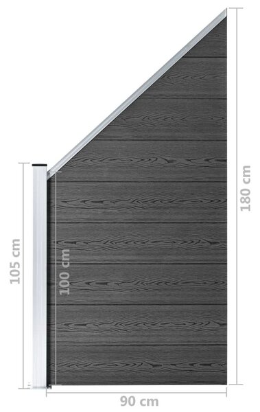 Σετ Πάνελ Περίφραξης Μαύρο 965 x (105-186) εκ. από WPC - Μαύρο