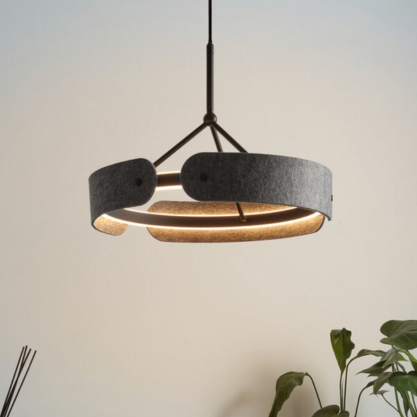 OSRAM LED κρεμαστή λάμπα Decor Curve Felt, γκρι, τσόχα, 3.000 K, Γκρι, Σαλόνι / τραπεζαρία, Ύφασμα / Κλωστοϋφαντουργία, σύγχρονο