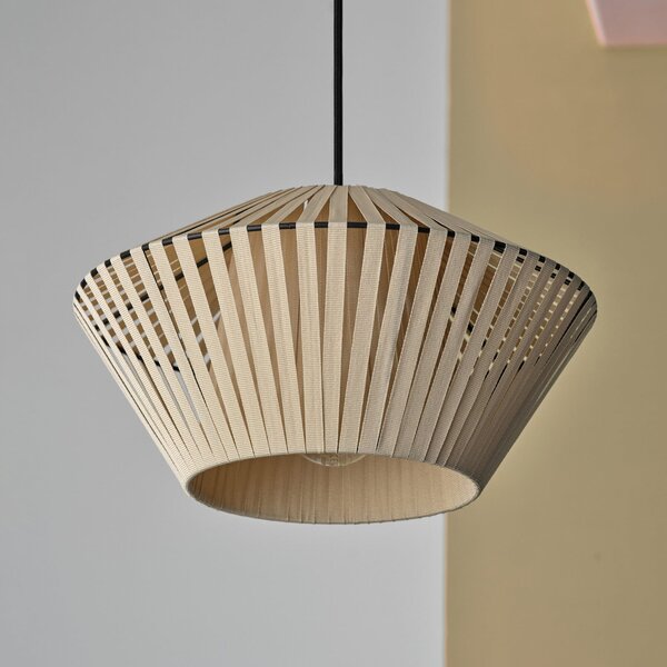 OSRAM Κρεμαστή λάμπα Decor Stripes Ø 30,5 cm, μπεζ, ύφασμα, E27, ρυθμιζόμενος, Μπεζ, Σαλόνι / τραπεζαρία, Ύφασμα / Κλωστοϋφαντουργία