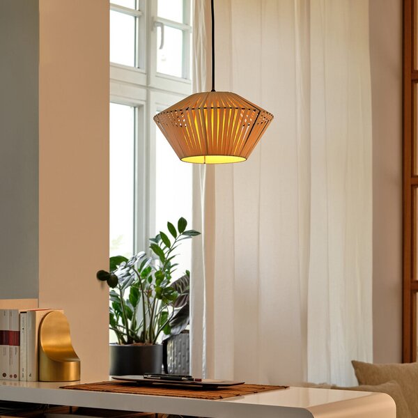 OSRAM Κρεμαστή λάμπα Decor Stripes Ø 30,5 cm, μπεζ, ύφασμα, E27, ρυθμιζόμενος, Μπεζ, Σαλόνι / τραπεζαρία, Ύφασμα / Κλωστοϋφαντουργία