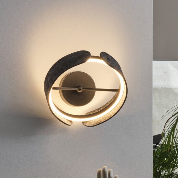OSRAM LED απλίκα Decor Curve Felt, γκρι, τσόχα, 3.000 K, Γκρι, Σαλόνι / τραπεζαρία, Ύφασμα / Κλωστοϋφαντουργία, σύγχρονο