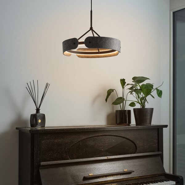 OSRAM LED κρεμαστή λάμπα Decor Curve Felt, γκρι, τσόχα, 3.000 K, Γκρι, Σαλόνι / τραπεζαρία, Ύφασμα / Κλωστοϋφαντουργία, σύγχρονο