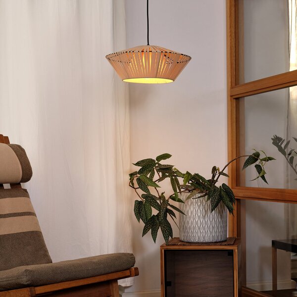 OSRAM Κρεμαστό φωτιστικό Decor Stripes Ø 40,5 cm, μπεζ, ύφασμα, E27, ρυθμιζόμενος, Μπεζ, Σαλόνι / τραπεζαρία, Ύφασμα / Κλωστοϋφαντουργία