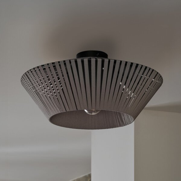 OSRAM Φωτιστικό οροφής Decor Stripes γκρι, Ø 40,5 cm, ύφασμα, E27, ρυθμιζόμενος, Γκρι, Σαλόνι / τραπεζαρία, Ύφασμα / Κλωστοϋφαντουργία