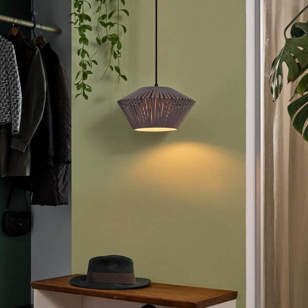 OSRAM Κρεμαστή λάμπα Decor Stripes Ø 30,5 cm, γκρι, ύφασμα, E27, ρυθμιζόμενος, Γκρι, Σαλόνι / τραπεζαρία, Ύφασμα / Κλωστοϋφαντουργία