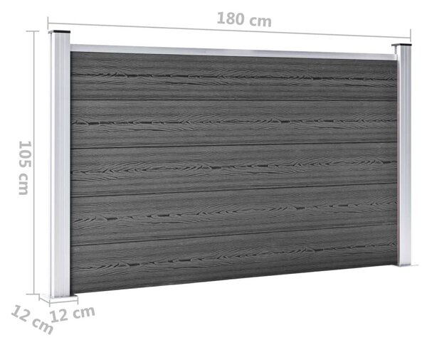 Σετ Πάνελ Περίφραξης Μαύρο 872 x 105 εκ. από WPC - Μαύρο