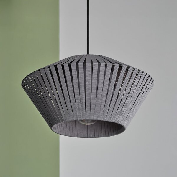 OSRAM Κρεμαστή λάμπα Decor Stripes Ø 30,5 cm, γκρι, ύφασμα, E27, ρυθμιζόμενος, Γκρι, Σαλόνι / τραπεζαρία, Ύφασμα / Κλωστοϋφαντουργία