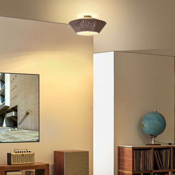 OSRAM Φωτιστικό οροφής Decor Stripes γκρι, Ø 40,5 cm, ύφασμα, E27, ρυθμιζόμενος, Γκρι, Σαλόνι / τραπεζαρία, Ύφασμα / Κλωστοϋφαντουργία