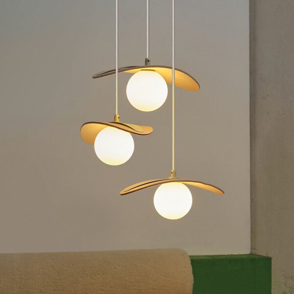 OSRAM Κρεμαστό φωτιστικό Decor Pearl, 3 φλόγες, μπεζ, τσόχα, G9, ρυθμιζόμενος, Μπεζ, Σαλόνι / τραπεζαρία, Ύφασμα / Κλωστοϋφαντουργία, σύγχρονο
