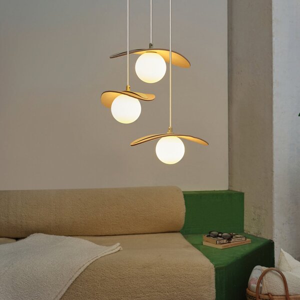 OSRAM Κρεμαστό φωτιστικό Decor Pearl, 3 φλόγες, μπεζ, τσόχα, G9, ρυθμιζόμενος, Μπεζ, Σαλόνι / τραπεζαρία, Ύφασμα / Κλωστοϋφαντουργία, σύγχρονο