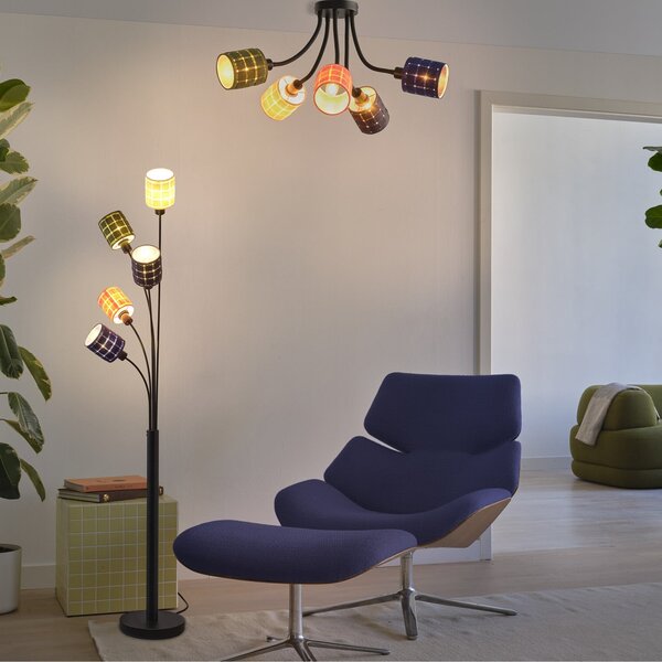 OSRAM Φωτιστικό οροφής Decor Felt Weaving Cans, πολύχρωμο, 5 φώτα, E14, ρυθμιζόμενος, Πολύχρωμο, Σαλόνι / τραπεζαρία, Ύφασμα / Κλωστοϋφαντουργία