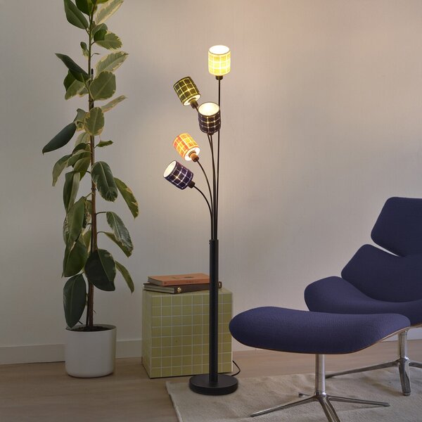 OSRAM Φωτιστικό δαπέδου Decor Felt Weaving Cans, πολύχρωμο, 5 φτερά, E14, Πολύχρωμο, Σαλόνι / τραπεζαρία, Ύφασμα / Κλωστοϋφαντουργία