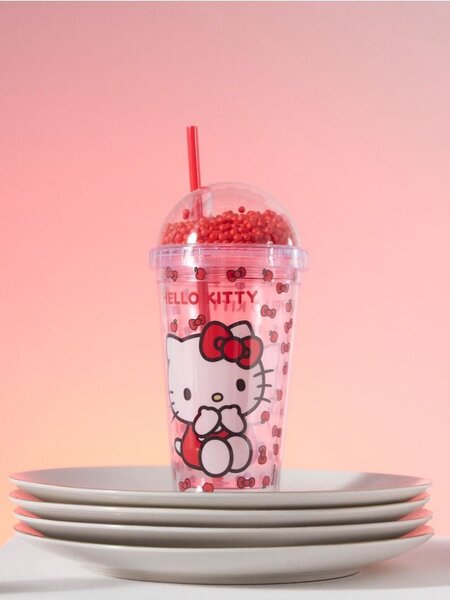 Sinsay - Κούπα με καπάκι και καλαμάκι Hello Kitty - πολυχρωμο