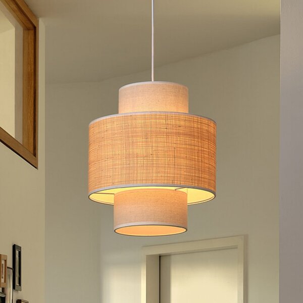 OSRAM Κρεμαστό φωτιστικό Decor Wrap Cylinder, μπεζ, λινάτσα, λινό, ρυθμιζόμενος, Μπεζ, Σαλόνι / τραπεζαρία, Ύφασμα / Κλωστοϋφαντουργία, Εξοχική κατοικία / Ρουστίκ