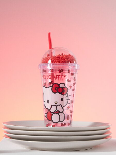 Sinsay - Κούπα με καπάκι και καλαμάκι Hello Kitty - πολυχρωμο