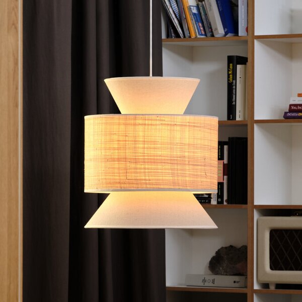 OSRAM Κρεμαστό φωτιστικό Decor Wrap Cone, μπεζ, λινάρι, λινό, E27, ρυθμιζόμενος, Μπεζ, Σαλόνι / τραπεζαρία, Ύφασμα / Κλωστοϋφαντουργία, Εξοχική κατοικία / Ρουστίκ