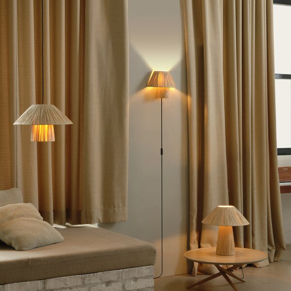 OSRAM Φωτιστικό τοίχου Decor Bamboo Paper Hat, μπαμπού E27 βύσμα, Καφέ / Σκουριάς, Σαλόνι / τραπεζαρία, Μπαμπού, Εξοχική κατοικία / Ρουστίκ