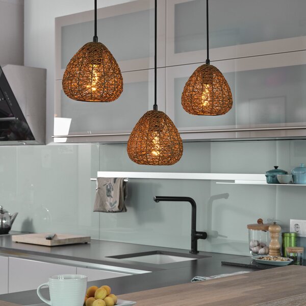 OSRAM Κρεμαστή λάμπα Decor Paper Drop, 3 φτερά, μπεζ, E27, ρυθμιζόμενος, Μπεζ, Σαλόνι / τραπεζαρία, Χαρτί / χαρτόνι, Εξοχική κατοικία / Ρουστίκ