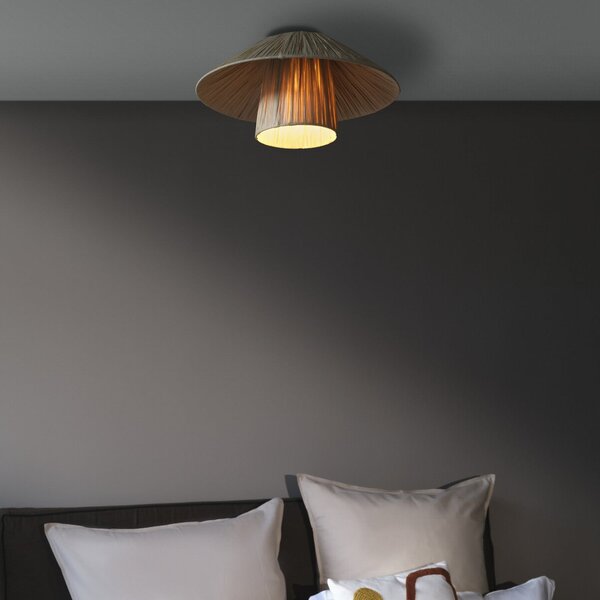 OSRAM Φωτιστικό οροφής Decor Bamboo Paper Hat Ø 40 cm, μπαμπού E27, ρυθμιζόμενος, Καφέ / Σκουριάς, Σαλόνι / τραπεζαρία, Μπαμπού, Εξοχική κατοικία / Ρουστίκ