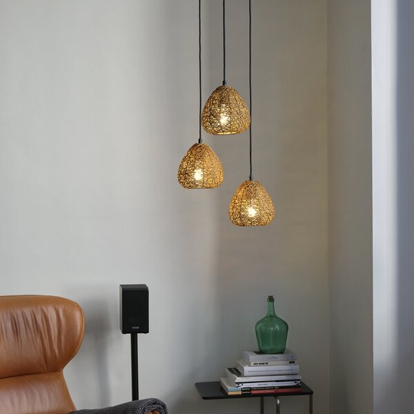 OSRAM Κρεμαστή λάμπα Decor Paper Drop, 3 φλάντζες, στρογγυλή, μπεζ, E27, ρυθμιζόμενος, Μπεζ, Σαλόνι / τραπεζαρία, Χαρτί / χαρτόνι, Εξοχική κατοικία / Ρουστίκ