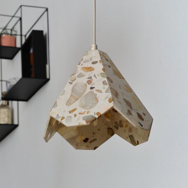 OSRAM Κρεμαστό φωτιστικό Decor Gleam Flower, Terrazzo, μπεζ, E27, ρυθμιζόμενος, Μπεζ, Σαλόνι / τραπεζαρία, Μάρμαρο
