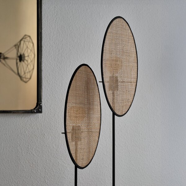 OSRAM Φωτιστικό δαπέδου Decor Rattan Dandelion, 2 φώτα, μπεζ, E27, Μπεζ, Σαλόνι / τραπεζαρία, Ξύλο, Μεσογειακός