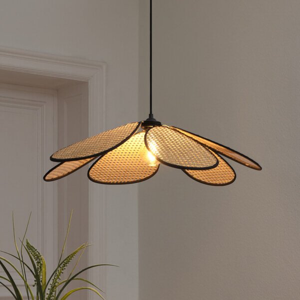 OSRAM Κρεμαστό φωτιστικό Decor Rattan Daisy, Ø 69 cm, μπεζ, E27, ρυθμιζόμενος, Μπεζ, Σαλόνι / τραπεζαρία, Ξύλο, Μεσογειακός