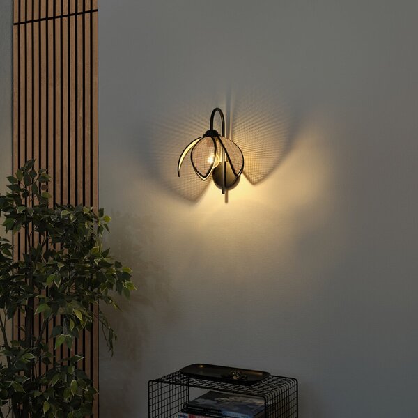 OSRAM Φωτιστικό τοίχου Decor Rattan Lotus, μπεζ/μαύρο, E27, ρυθμιζόμενος, Μπεζ, Σαλόνι / τραπεζαρία, Ξύλο, Μεσογειακός