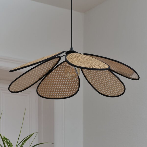 OSRAM Κρεμαστό φωτιστικό Decor Rattan Daisy, Ø 69 cm, μπεζ, E27, ρυθμιζόμενος, Μπεζ, Σαλόνι / τραπεζαρία, Ξύλο, Μεσογειακός