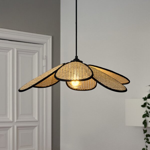 OSRAM Κρεμαστό φωτιστικό Decor Rattan Daisy, Ø 58 cm, μπεζ, E27, ρυθμιζόμενος, Μπεζ, Σαλόνι / τραπεζαρία, Ξύλο, Μεσογειακός