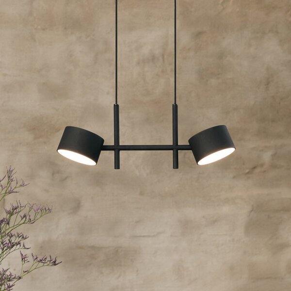 OSRAM LED κρεμαστό φωτιστικό Decor Kyoto, 2 φώτα, μαύρο, ρυθμιζόμενο, ρυθμιζόμενος, Μαύρο, Σαλόνι / τραπεζαρία, Αλουμίνιο, σύγχρονο