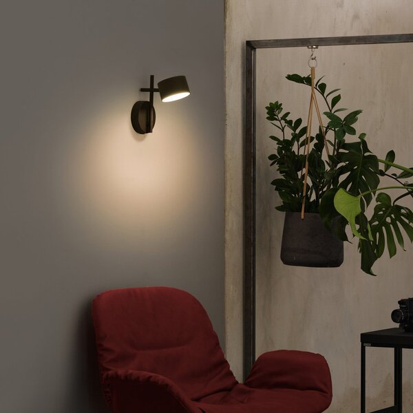 OSRAM LED απλίκα Decor Kyoto, μαύρη, ρυθμιζόμενη ένταση φωτισμού, βύσμα, ρυθμιζόμενος, Μαύρο, Σαλόνι / τραπεζαρία, Αλουμίνιο, σύγχρονο