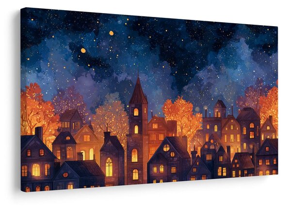 Πίνακας σε καμβά μαγεία χριστουγεννιάτικου χωριού