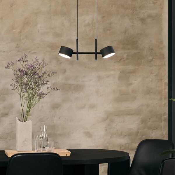 OSRAM LED κρεμαστό φωτιστικό Decor Kyoto, 2 φώτα, μαύρο, ρυθμιζόμενο, ρυθμιζόμενος, Μαύρο, Σαλόνι / τραπεζαρία, Αλουμίνιο, σύγχρονο