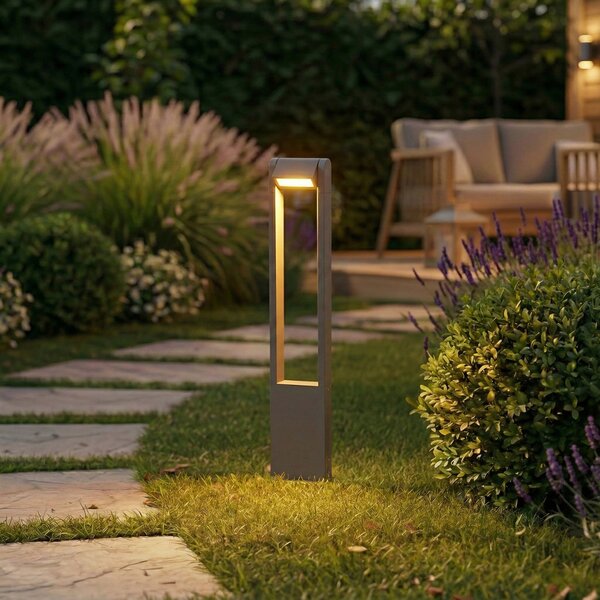 Lindby LED φωτιστικό διαδρόμου Meloni, ανθρακί, 65cm, IP65 περιστρεφόμενο, Μαύρο, Αλουμίνιο, σύγχρονο