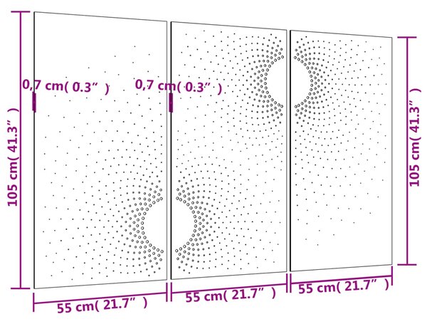 VidaXL Διακοσμητικά Κήπου Σχ. Ήλιος 3 τεμ. 105 x 55 εκ. Ατσάλι Corten