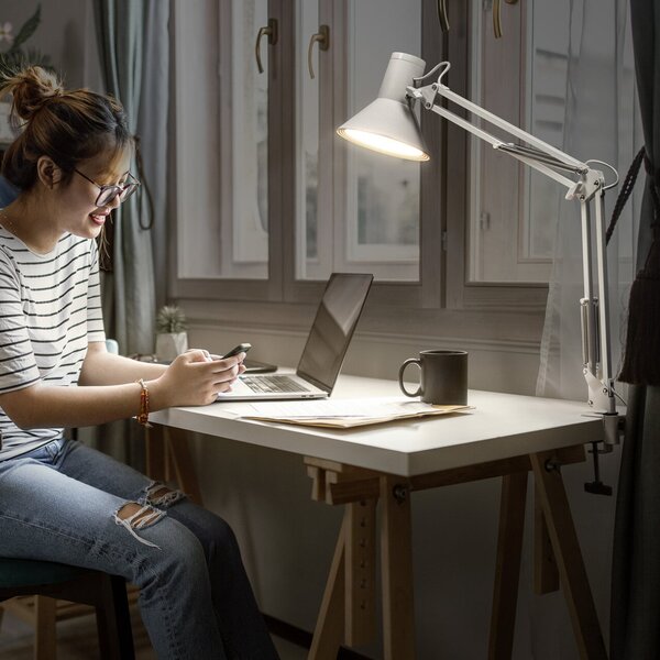 OSRAM Λάμπα LED Office Line Desk Retro, λευκή, 3.000 K, ρυθμιζόμενος, Λευκό, Μελέτη / Γραφείο, Μέταλλο