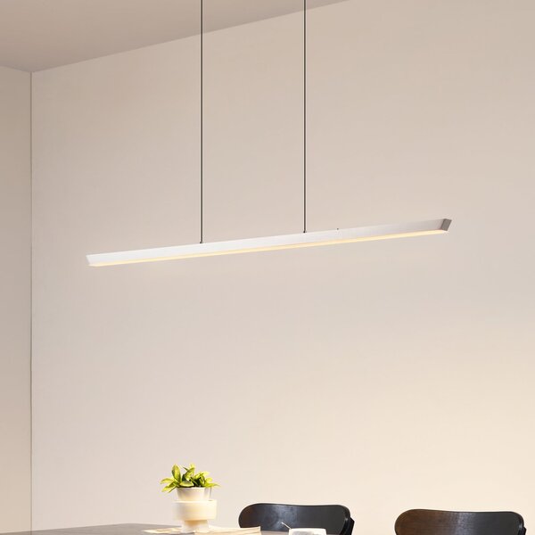 Lucande LED κρεμαστό φωτιστικό Solvar, 117cm, ασημί, CCT, ρυθμιζόμενη ένταση, ρυθμιζόμενος, Μεταλλικό, Σαλόνι / τραπεζαρία, Μέταλλο, σύγχρονο