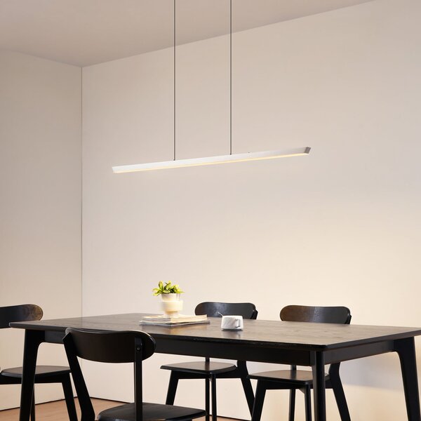 Lucande LED κρεμαστό φωτιστικό Solvar, 117cm, ασημί, CCT, ρυθμιζόμενη ένταση, ρυθμιζόμενος, Μεταλλικό, Σαλόνι / τραπεζαρία, Μέταλλο, σύγχρονο