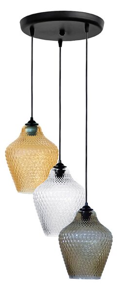 Φωτιστικό Οροφής Τρίφωτο Heronia Pine Black/Tricolor 02-0443