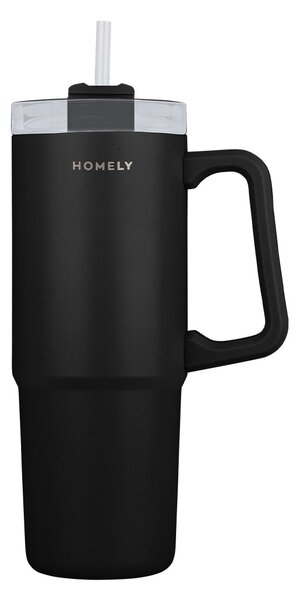 Κούπα Θερμός Με Λαβή & Καλαμάκι 900ml Homely Tumbler Midnight Black 01-34498