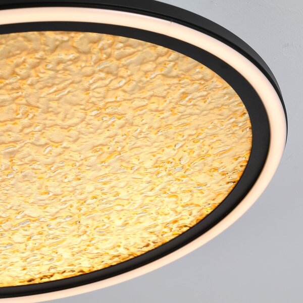 Searchlight LED φωτιστικό οροφής Luna, Ø 40 cm, μαύρο/χρυσό, μέταλλο, ρυθμιζόμενος, Χρυσό / Ορείχαλκου, Σαλόνι / τραπεζαρία, Μέταλλο