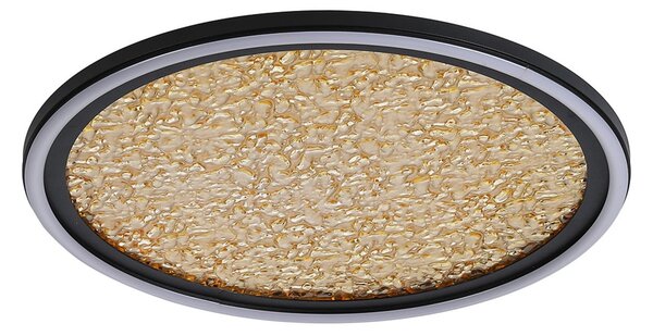 Searchlight LED φωτιστικό οροφής Luna, Ø 40 cm, μαύρο/χρυσό, μέταλλο, ρυθμιζόμενος, Χρυσό / Ορείχαλκου, Σαλόνι / τραπεζαρία, Μέταλλο