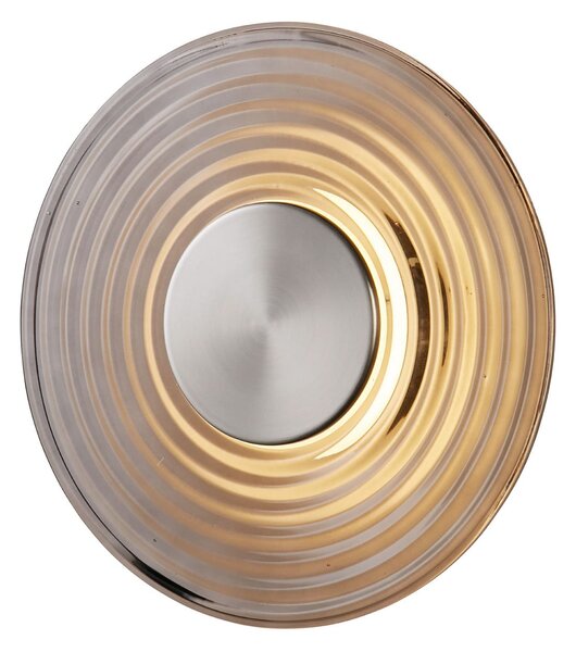 Searchlight LED απλίκα Cleo, γκρι/νικελίου, Ø 30 cm, γυαλί, ρυθμιζόμενος, Γκρι, Σαλόνι / τραπεζαρία, Γυαλί, σύγχρονο